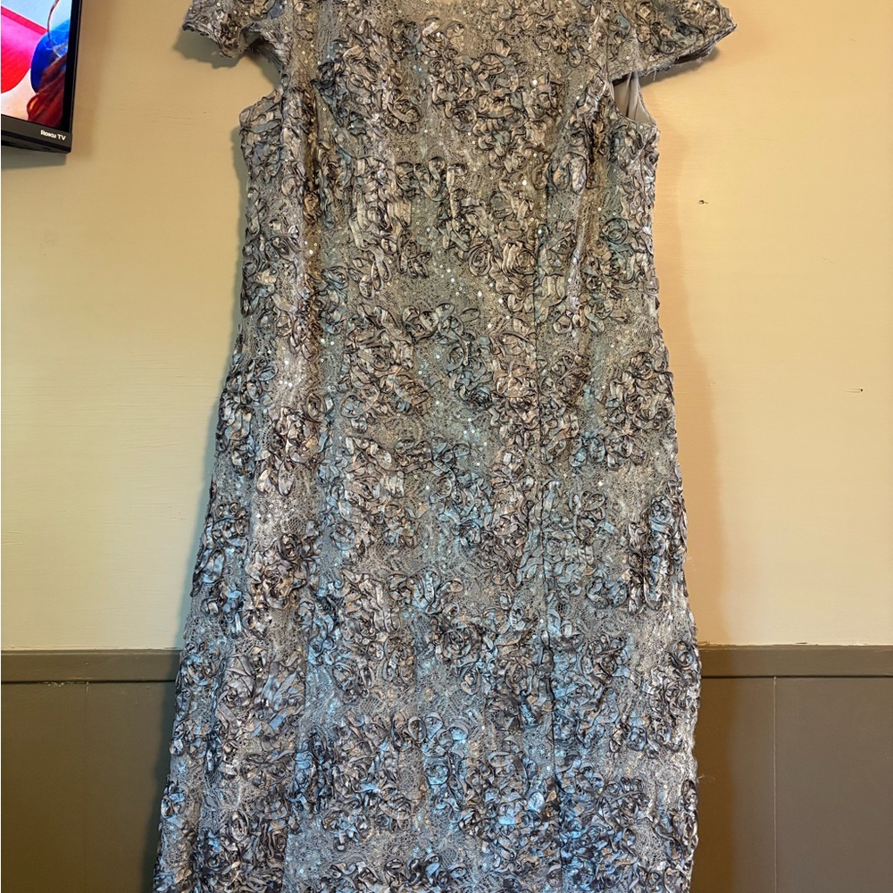 Alex Evenings Gray Floral Midi Dress